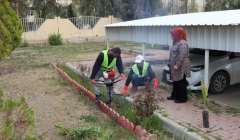 الاقسام الداخلية تطلق حملة لتشجير اروقة وباحات الجامعة